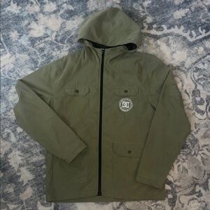 DC Olive Hooded Field Jacket with Front Zipper